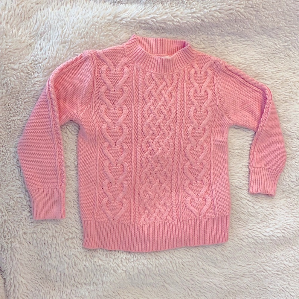 Crewcuts size 4-5 pink cable knit sweater